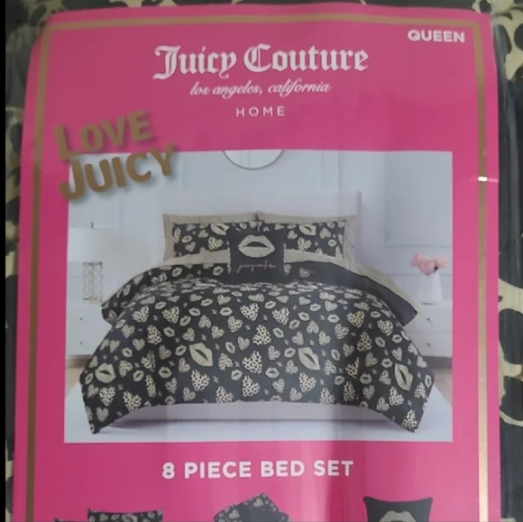 Juicy Couture Black and Gold 8-Piece Bed Set - Queen
